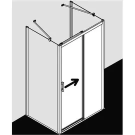 Kermi Pega Gleittür 2-tlg. bodenfrei mit Festfeld PED2R12020VAK 120x200cm, silber hochglanz, ESG klar,
