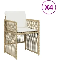VidaXL Gartenstühle mit Kissen 4 Stk. Beige Poly Rattan