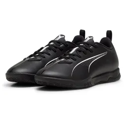 Hallenschuh PUMA "ULTRA 5 PLAY IT JR", Gr. 38, schwarz-weiß (puma schwarz, puma weiß), Synthetik, sportlich, Schuhe