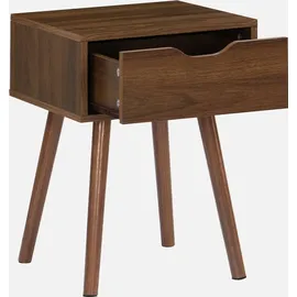 sweeek - 2er-Set Nachttisch mit nussfarbenem Holzdekor, 1 Schublade