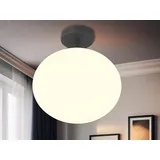 meineWunschleuchte Retro LED Deckenleuchte Schwarz mit Glaskugel Weiß für Flur & 30cm