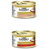 PURINA GOURMET Gold Katzenfutter nass 24er Mix-Pack, Ragout Lachs und Ragout Rind, (2 x 12 x 85g)