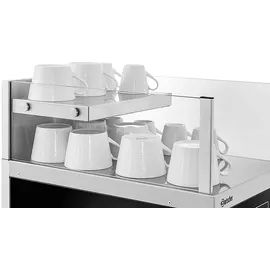 Bartscher 190091 Milchkühlschrank-Tassenwärmer-Kombi (537 mm hoch, Schwarz/Silber)