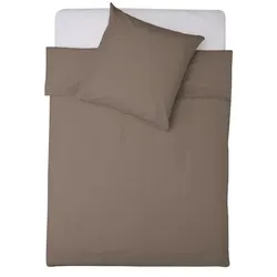 LUMALAND Premium Bettwäsche Everyday - Ganzjahres Bettbezug 155x200 cm & Kissenbezug 80x80 cm - Taupe