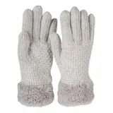 Stylebreaker Strickhandschuhe mit Perlmuster und Fleece Hellgrau Einheitsgröße