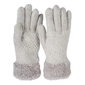 Stylebreaker Strickhandschuhe mit Perlmuster und Fleece Hellgrau Einheitsgröße