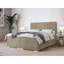 Home Affaire Bett Semla mit Matratze und Topper, in 3 Breiten (140, 160 und 180 cm), Boxspringbett mit Kopfteil, Bettkasten, Matratze (BFK/TFK) und Topper braun 142 cm x 209 cm x 119 cm
