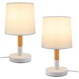 GBLY Nachttischlampe 2er Set Tischlampe Modern - Tischleuchte Wohnzimmer mit Stoffschirm E27 Fassung Max.40W Weiß Nachttischleuchte Nachtlicht für