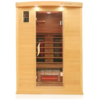 Dewello Infrarotkabine Sauna Pierson Pro 135cm x 105cm 2 Personen Vollspektrum & Karbonstrahler Hemlock Zeder