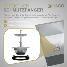Hago Einbauspüle 55 x 45 cm Edelstahl Silber