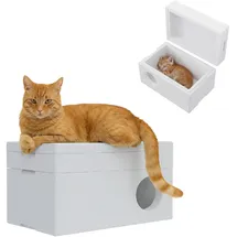 QLS Wetterfestes Katzenhaus aus Styropor – 58x38x35 cm isoliertes Schutzhäuschen Outdoor