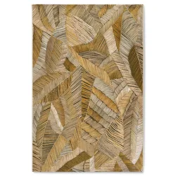 Outdoorteppich VILLEROY & BOCH "Eugene", schwarz (gold,schwarz), B:200cm H:3mm L:285cm, Polyester, Polypropylen, Teppiche, Outdoor, Flachgewebe, wetterfest, Balkon, Garten, floral, Terrasse