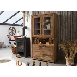 Massivmoebel24 Vitrine Akazie 98 x 40 x 180 cm Beige