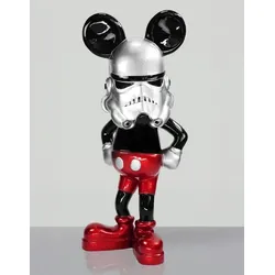Casa Padrino XXL Deko Skulptur Schwarz / Rot / Silber H. 120 cm - Wohnzimmer & Garten Deko