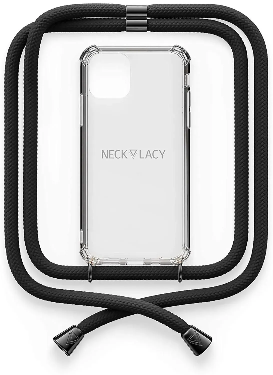 NECKLACY Handykette Handyhülle zum umhängen - für iPhone 11 - Case / Handyhülle mit Band zum umhängen - Trageband Hals mit Kordel - Smartphone Necklace, All Black NECKLACY Handykette Handyhülle zum umhängen - für iPhone 11 - Case / Handyhülle mit Band zum umhängen - Trageband Hals mit Kordel - Smartphone Necklace, All Black