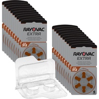 120 Rayovac Extra Advanced Hörgerätebatterien PR41 braun 312 + Box f. 2 Zellen