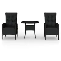 vidaXL 3-tlg. Garten-Bistro-Set Poly Rattan Schwarz