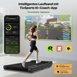 mobvoi Walking Pad Intelligente KI Untertisch-Laufband, Tragbar, klein, 2-in-1-Laufbänder für Zuhause und Büro, Walking-Jogging-Laufband, TicSports Zwift Kinomap, Fernbedienung, 6 km/h, Platzsparend