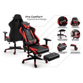 Trisens Gaming Stuhl Kunstleder Schwarz/Blau