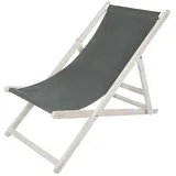 Melko Liegestuhl klappbar Strandstuhl aus Holz Weiß/Anthrazit Holzliege Garten Faltliege Gartenliege