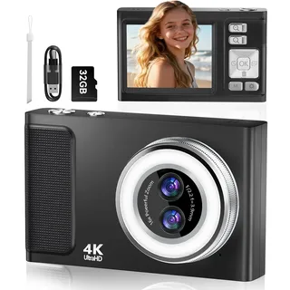 Digitalkamera für Fotografie, 4K Kamera, Kamera Fotokamera 16X Optischem Zoom...