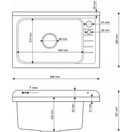 QLS Ausgussbecken Waschtrog Spülbecken Becken Kammer Garten Waschraum Werkstatt 10871 - Schwarz