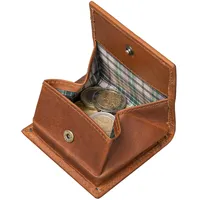 Benthill Münzbörse aus Echt-Leder - Wiener-Schachtel für Münzen - Leder Kleingeldbörse, Farbe:Braun