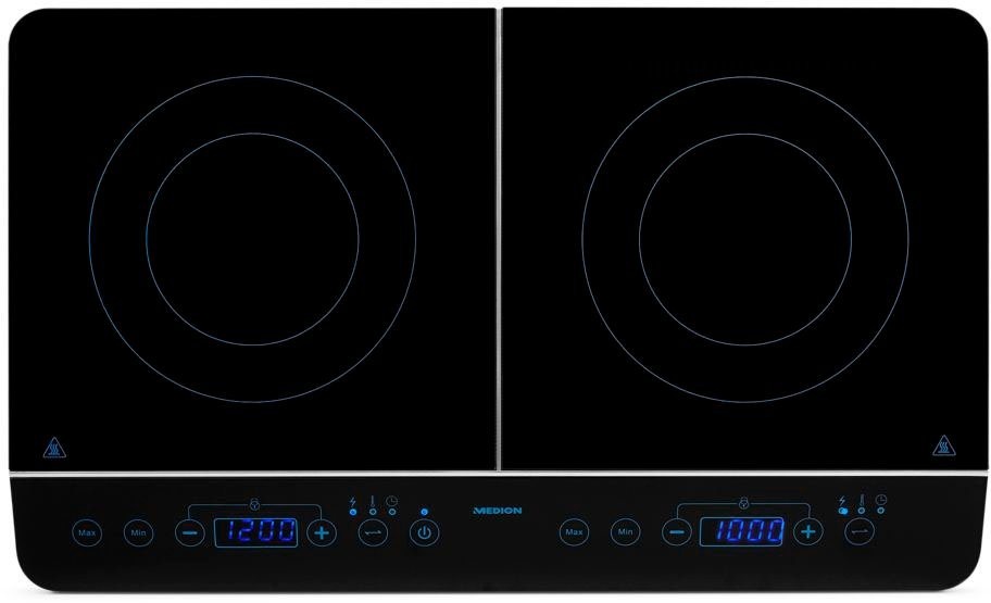 Medion® Doppel-Induktionskochplatte MD 15324, 10 Temperaturstufen, Leistung 3500 Watt schwarz