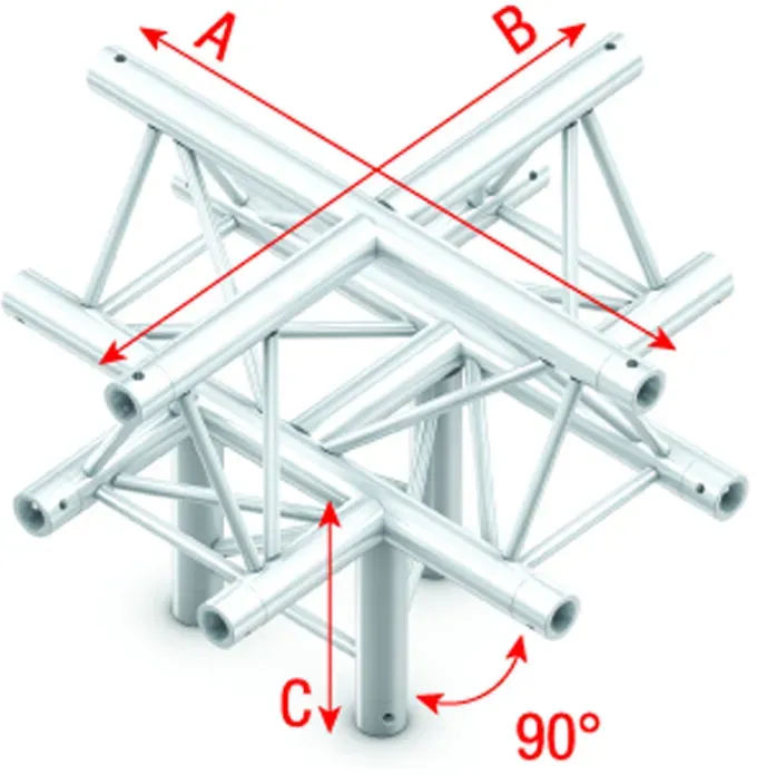 Milos Pro-30 Triangle P Truss - Cross + down 5-way - apex up - 50 cm ACB52sp - 90° corner - silver - P