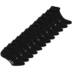Diadora Unisex Sneaker Socken, 12er Pack - Sportsocken, Mercerisierte Baumwolle, Logo, einfarbig Schwarz 43-46