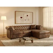 vente-unique Eckcouch Microfaser 2-Sitzer Braun