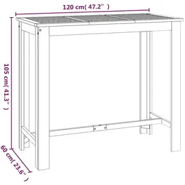vidaXL Garten-Bartisch 120 x 60 x 105 cm Braun