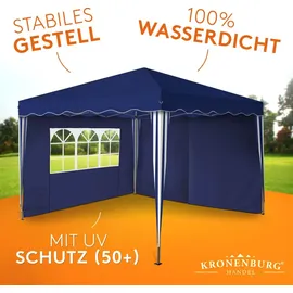 Kronenburg Handel Faltpavillon 3 x 3 m inkl. 2 Seitenteile blau