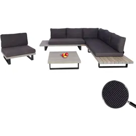 MCW Garten-Garnitur H54 4er-Set Grau Polster Dunkelgrau
