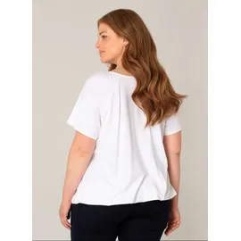 Base Level Curvy "Yoni", Damen, Gr. 46, weiß, Single Jersey, Obermaterial: 94% Viskose, 6% Elasthan, unifarben, figurumspielend hüftlang, Rundhals, abgesteppt, Shirts Ballonshirt, mit gerafftem Rundhalsausschnitt