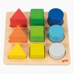 goki Steckpuzzle Puzzle Steckbrett Goki, 9 Puzzleteile, leicht zu greifen bunt