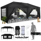 COBIZI Faltpavillon 3x6 Pavillon 3x6 wasserdicht stabil Winterfest UV-Schutz Partyzelt 3x6m mit 6 Seitenwänden Pop up Zelt Gartenpavillon inkl. Tasche für Hochzeit Festival Event Picknick, Schwarz