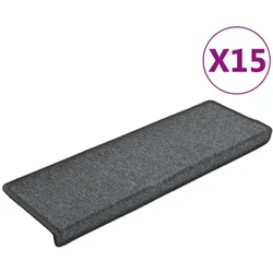 vidaXL Teppich-Treppenstufen 15 Stk. 65x21x4 cm Dunkelgrau