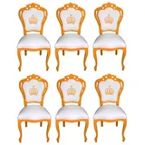 Pompöös by Casa Padrino Luxus Barock Esszimmerstühle Weiß / Orange - Pompööse Barock Stühle designed by Harald Glööckler - 6 Esszimmerstühle - Barock Esszimmermöbel