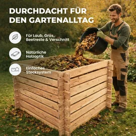 NATIV Holzkomposter natur 100x100cm Lärche für Garten Stecksystem langlebig