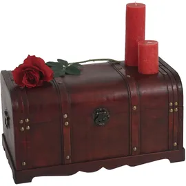 Mendler Holztruhe Holzbox Schatztruhe Valence Antikoptik 30x57x29cm ~ rund