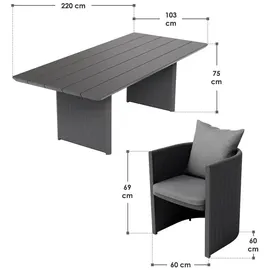 Juskys Costa Luna Set 7-tlg. anthrazit