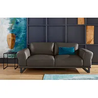 2,5-Sitzer W.SCHILLIG "montanaa", braun (braun z59), B:212cm H:78cm T:94cm, Sofas, mit Metallkufen in Schwarz pulverbeschichtet, Breite 212 cm