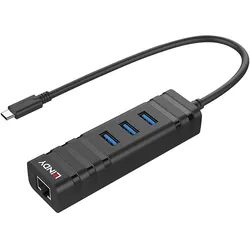 Lindy USB 3.1 Hub & Gigabit Ethernet Adapter - Netzwerk-/USB-Adapter - USB 3.1 Gen 1