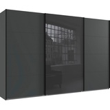WIMEX Schwebetürenschrank »Norderstedt«, INKLUSIVE 2 Stoffboxen und 2 zusätzliche Einlegeböden, mit Glastür, grau
