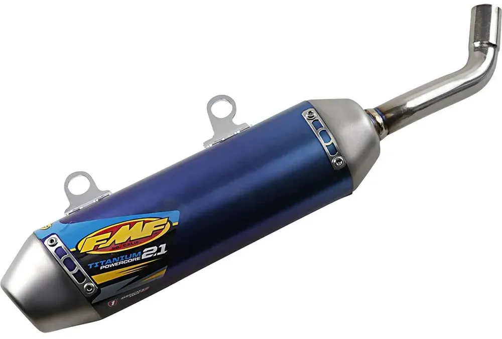 Fmf Powercore 2.1 Shorty Titanium Tc250/tx300/250sx/250xc/350xc 19 Nicht Homologierter Slip-on-schalldämpfer - Blue - Not Homologated