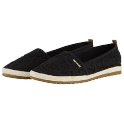 TOM TAILOR Damen Flache Espadrilles mit Blumenstickerei, schwarz, Geblümt, Gr. 36