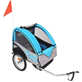 vidaXL Kinderanhänger grau/blau