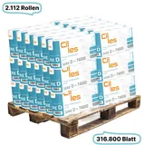 Toilettenpapierrollen, 4-lagig, 2112 Rollen, 316.800 Blatt gesamt, 150 Blatt je Rolle, 100% Zellstoff, CIL- les Tissue, Series D
