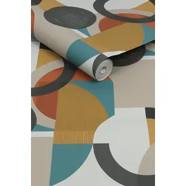 NEXT Retro Shapes Geo Vliestapete 10 m x 0,53 m 1 St orange